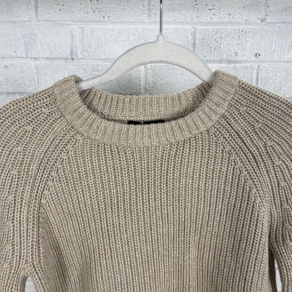 Quince Organic Cotton Crewneck Fisherman Sweater Womens XS Tan Quiet Luxury - Picture 2 of 9